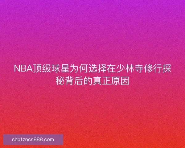 NBA顶级球星为何选择在少林寺修行探秘背后的真正原因