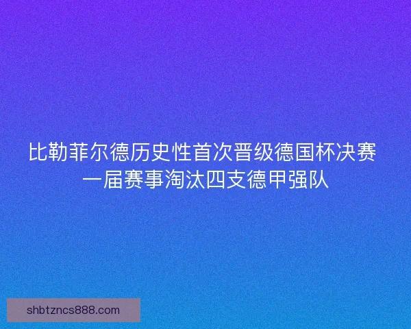 比勒菲尔德历史性首次晋级德国杯决赛 一届赛事淘汰四支德甲强队