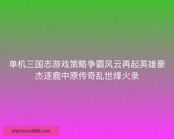 单机三国志游戏策略争霸风云再起英雄豪杰逐鹿中原传奇乱世烽火录
